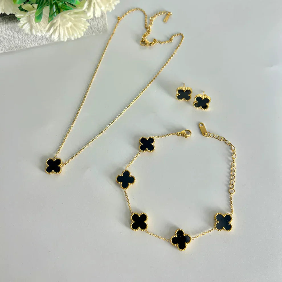 Four Leaf Clover Jewellery 3 Pcs Set