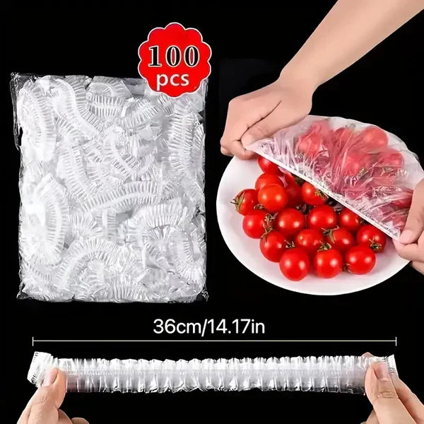100 Pcs Reusable Elastic Food Covers