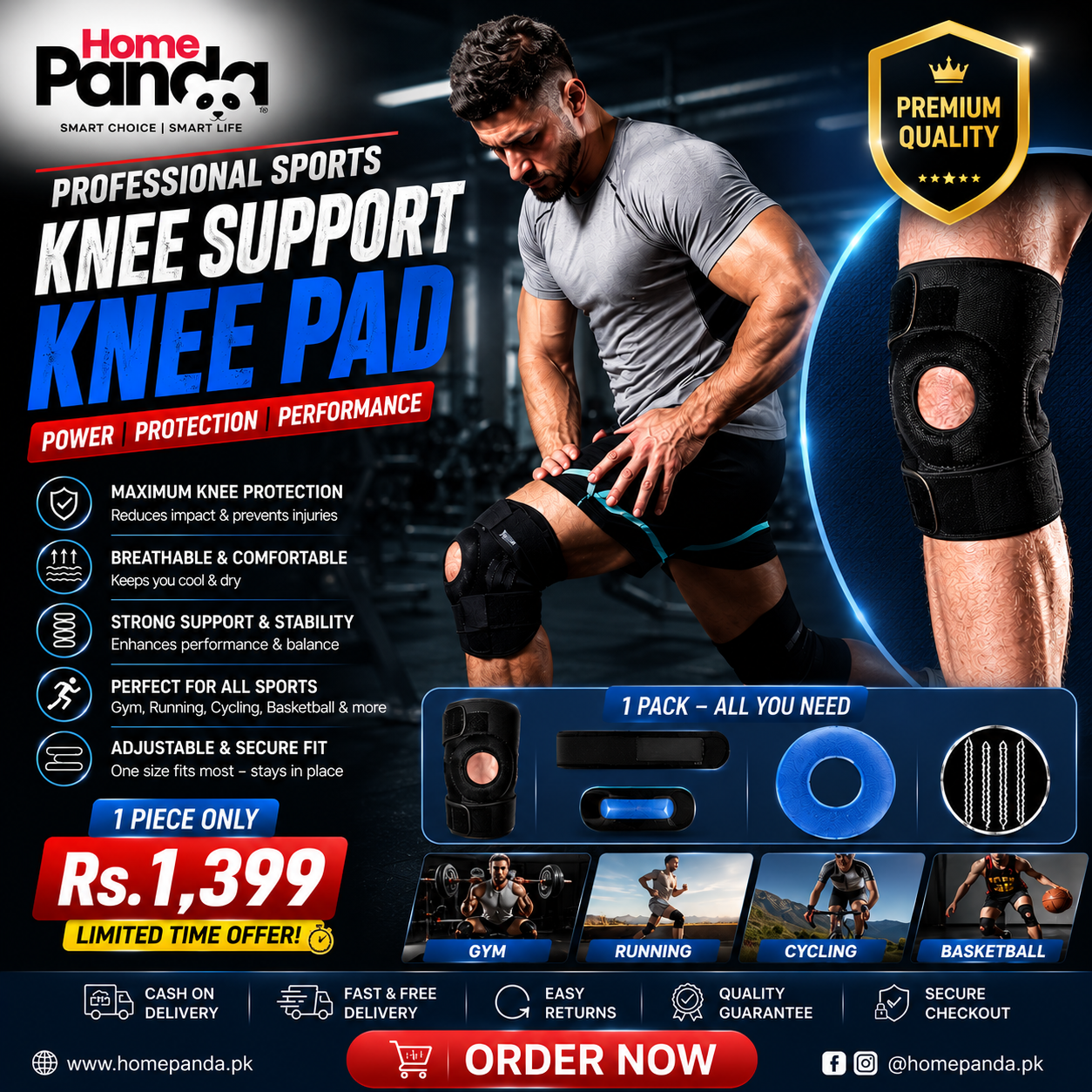 Professional Sports Safety Knee Support Knee Pad 1PC
