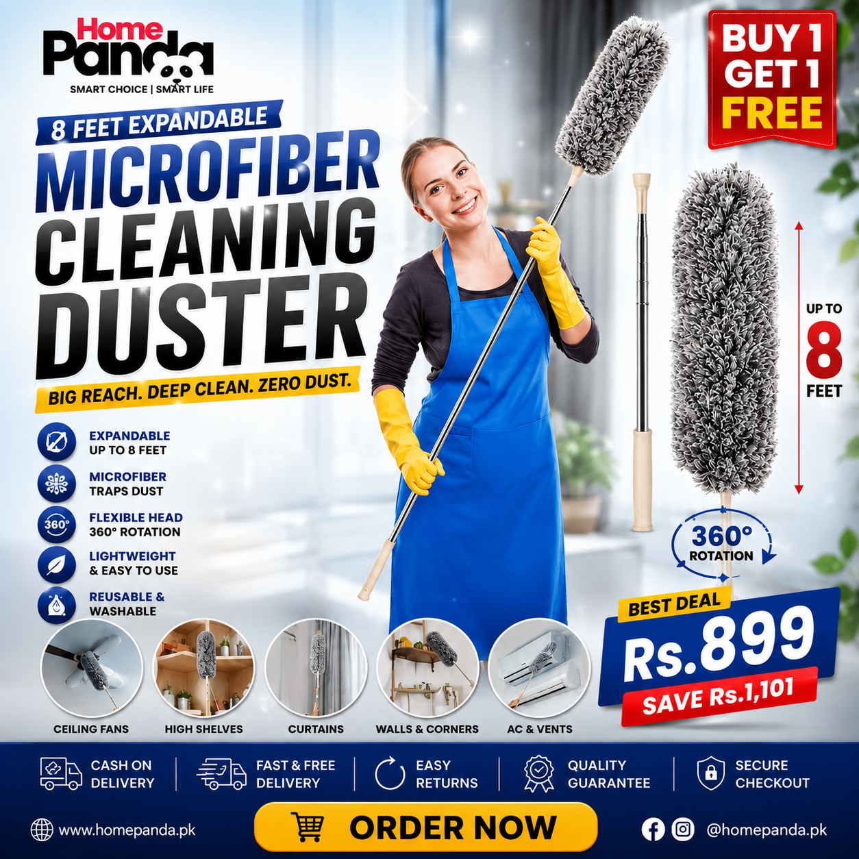 8 Feet Expandable MicroFiber Cleaning Duster