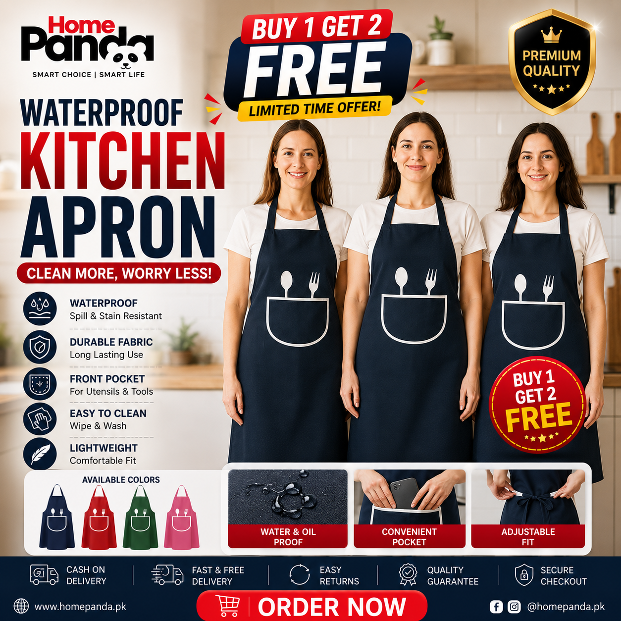 Waterproof Kitchen Apron (BUY 1 GET 2 FREE)
